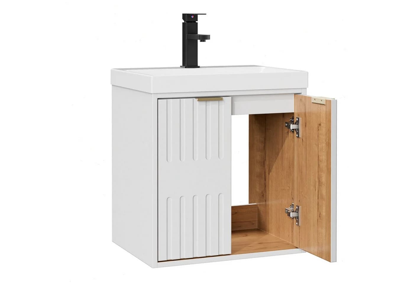 UEV Waschtisch klein Waschbecken mit Unterschrank Set Badmöbel Gäste-WC hängend 49cm - Bild 2