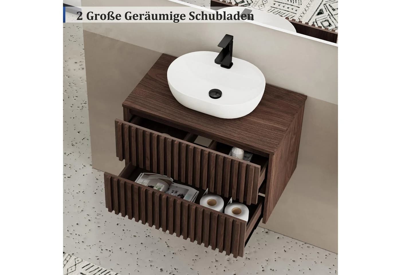 UEV Hängender Waschtisch mit Unterschrank & Keramikbecken - Bild 5