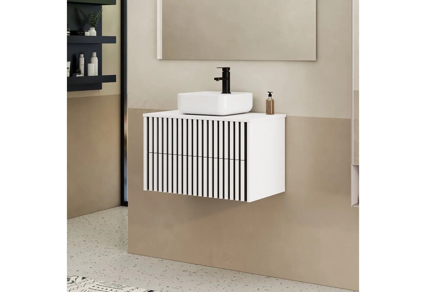UEV Waschtisch mit Unterschrank hängend Weiß Keramik - Bild 3