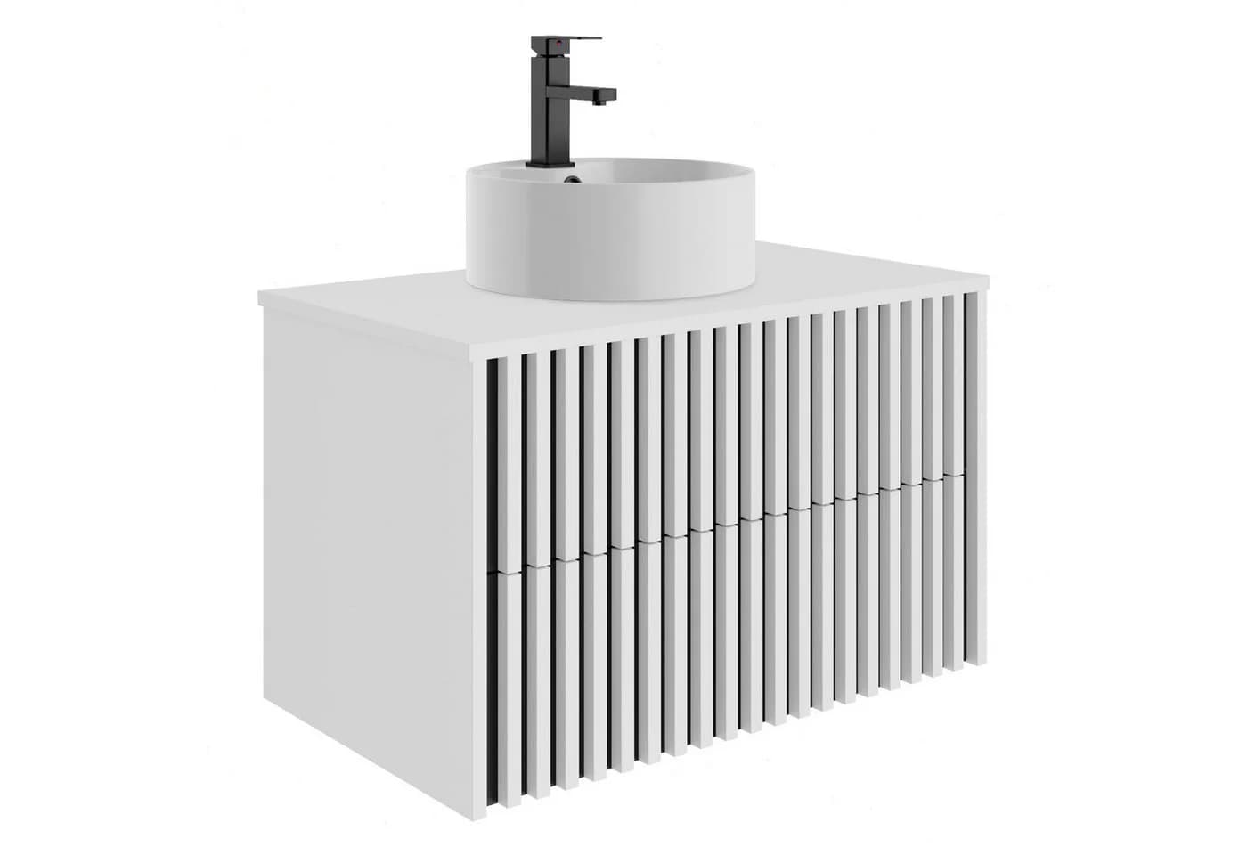 UEV Waschtisch mit Unterschrank hängend, rundes Keramikbecken, Soft-Close - Bild 2