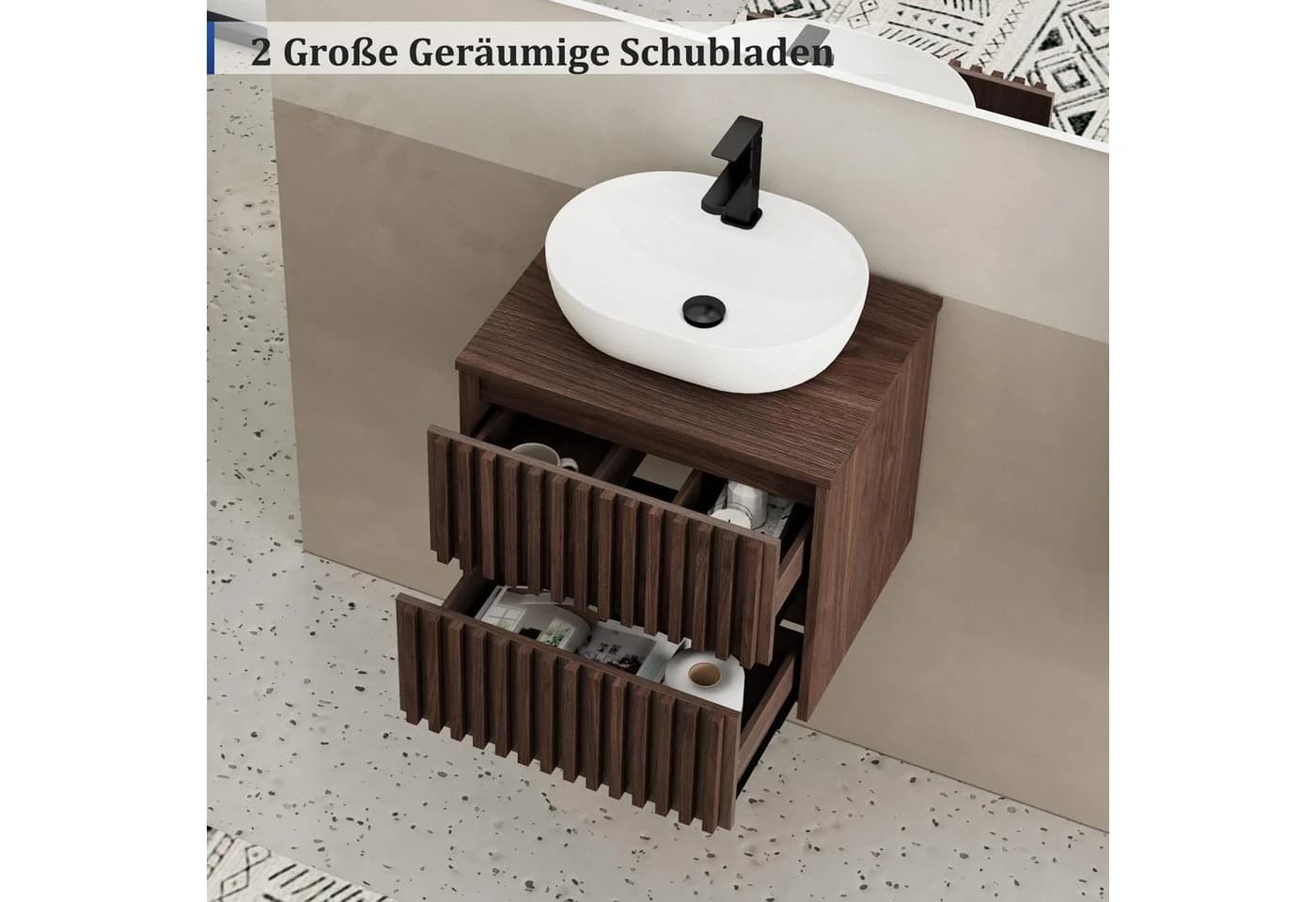 UEV Hängender Waschtisch mit Unterschrank & Keramikbecken - Bild 5