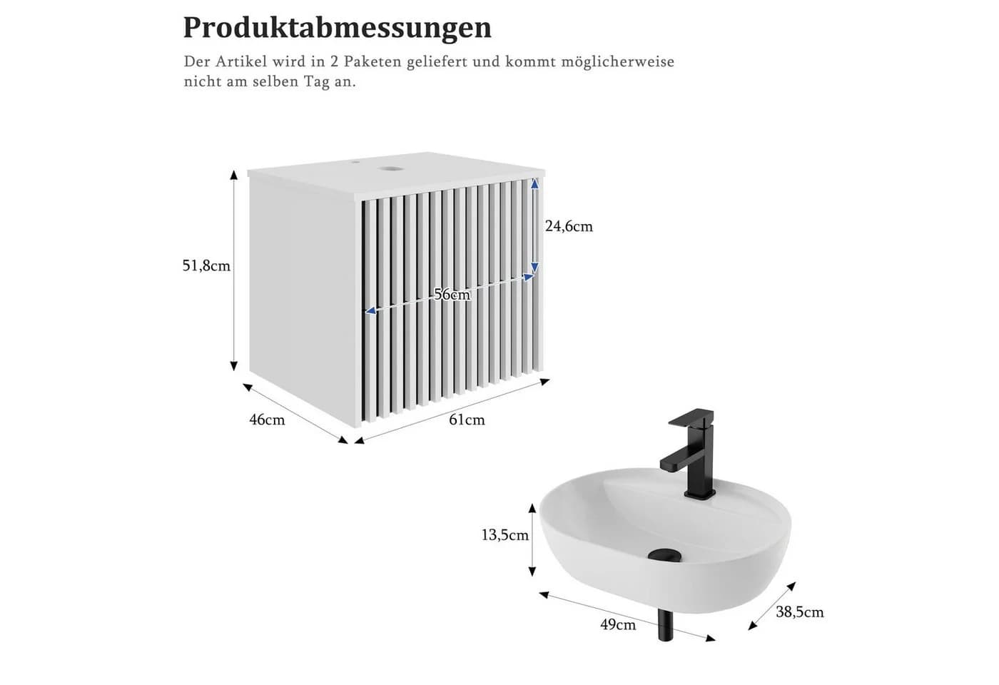 UEV Waschtisch mit Unterschrank hängend Keramik Set - Bild 4