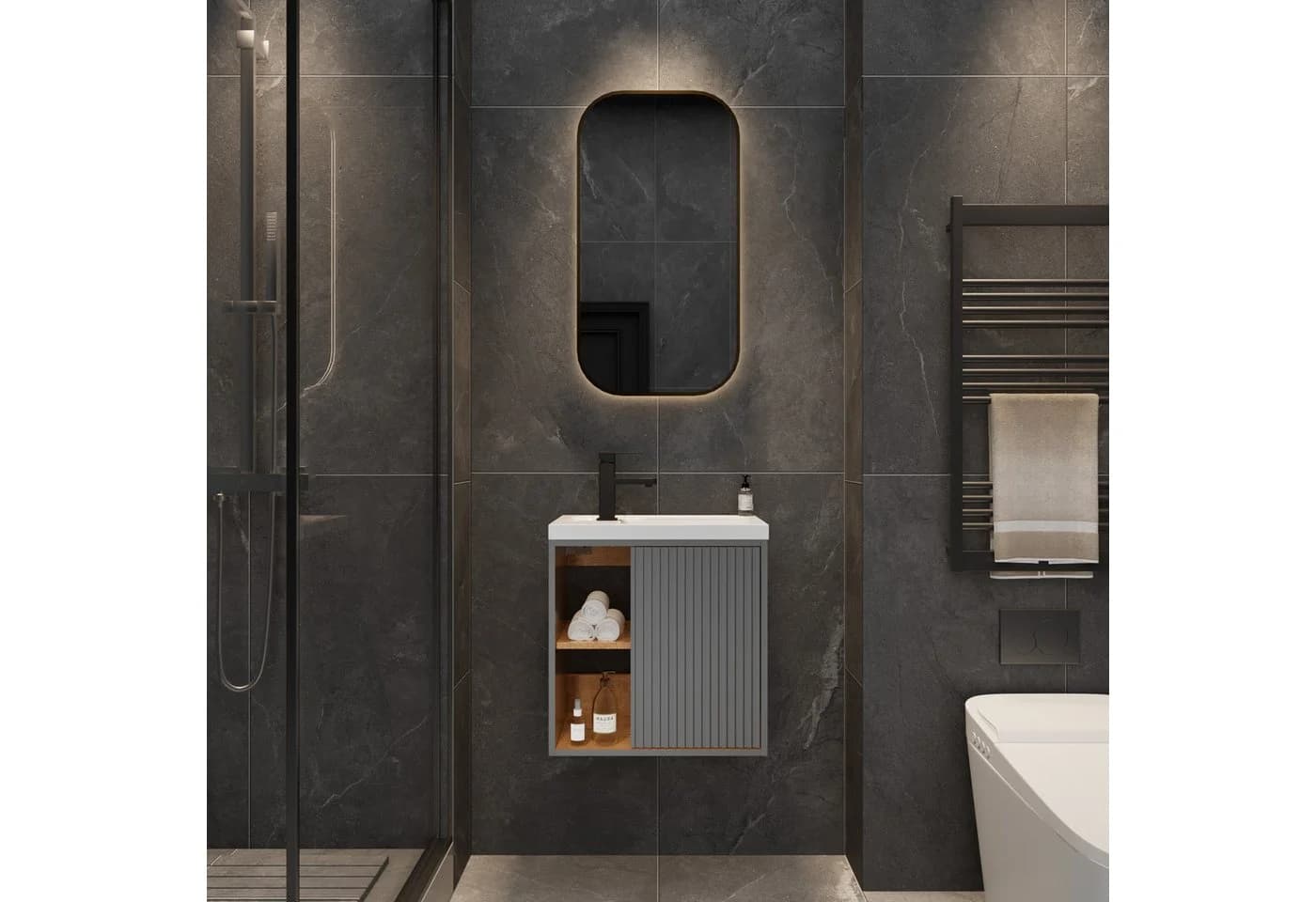 UEV Waschtisch-Set 50cm mit Harzbecken & Wasserhahn