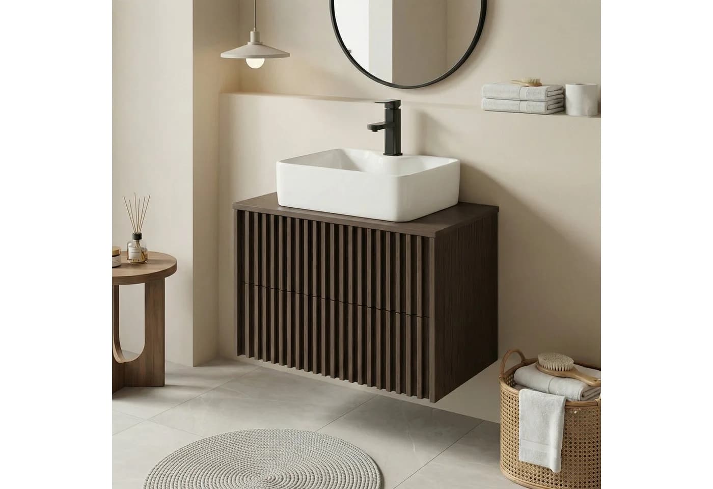 UEV Unterschrank mit 2 Schubladen Soft-close Weiß/Schwarz - Bild 3