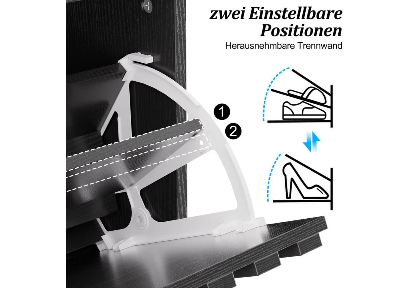 UEV Schuhschrank mit 3 Klappen Schwarz - Bild 4
