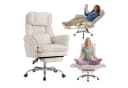 UEV Bürostuhl ergonomisch mit klappbarer Fußstütze Mesh Schwarz/Rosa/Beige Bild 2