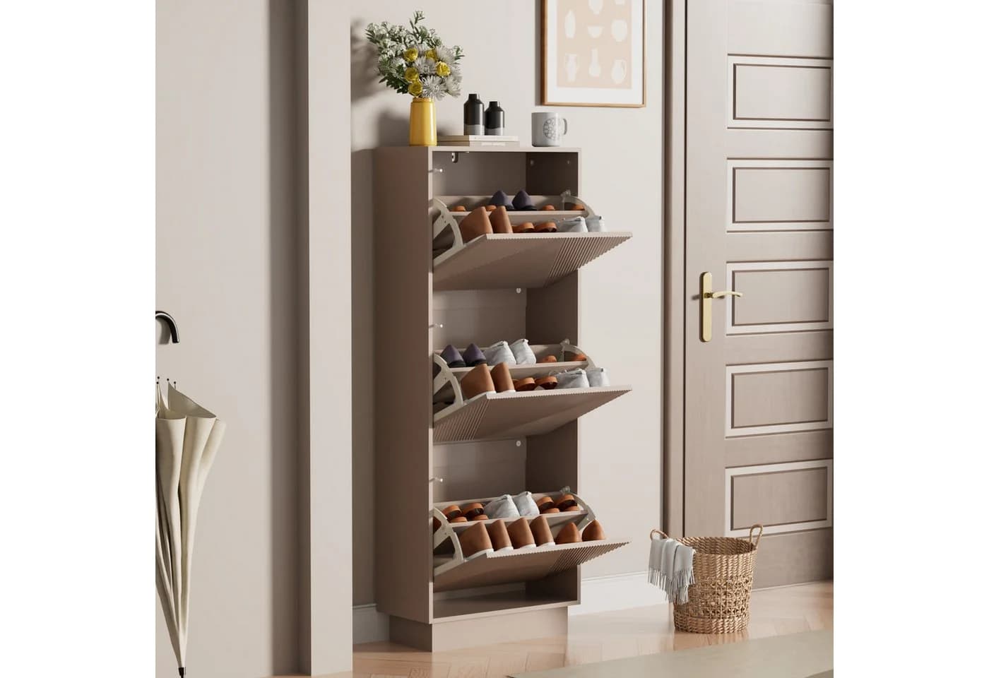 UEV Schuhschrank schmal mit Kippschutz und verstellbaren Trennwänden - Bild 3