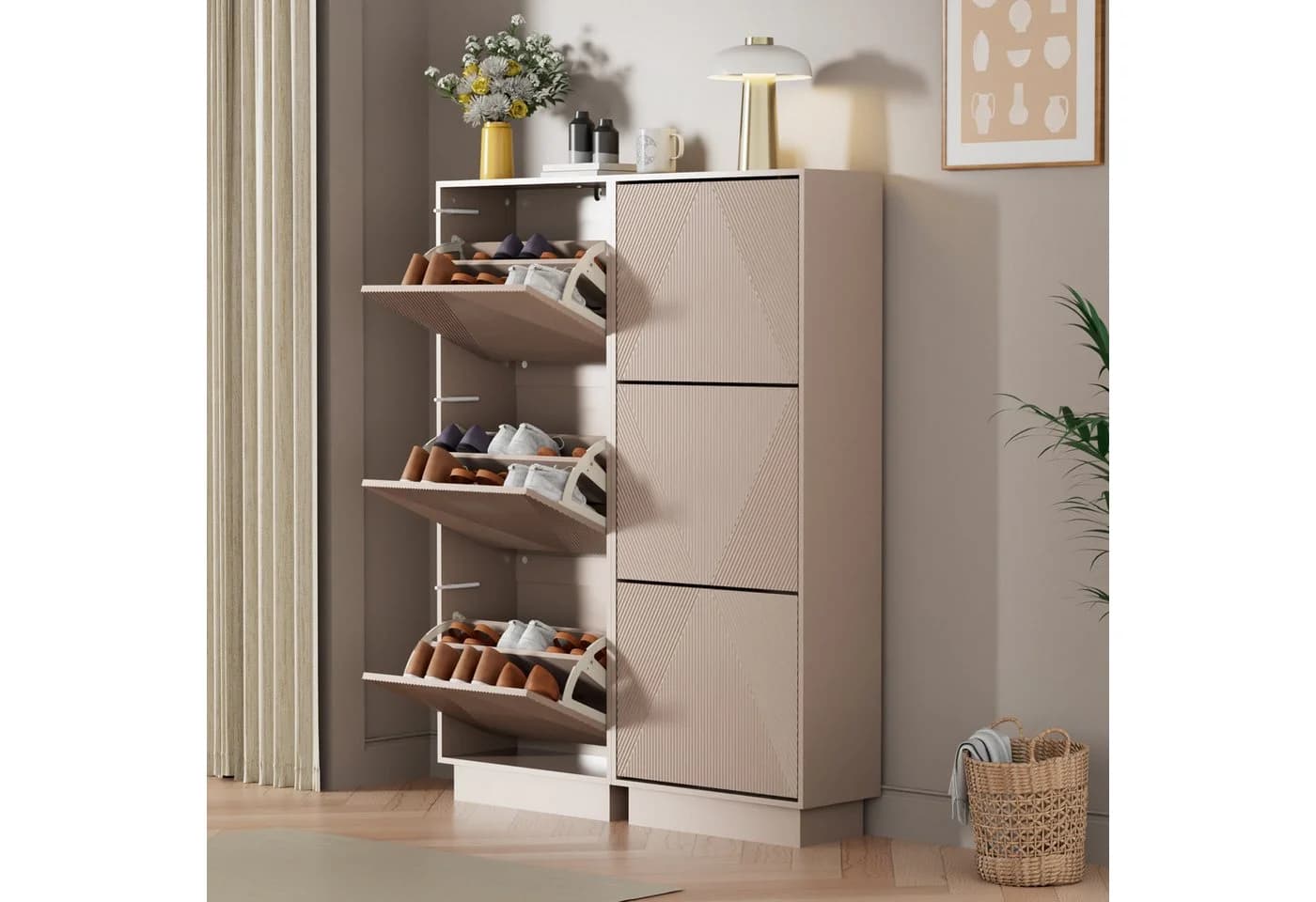 UEV Schuhschrank schmal mit Kippschutz und verstellbaren Trennwänden - Bild 4