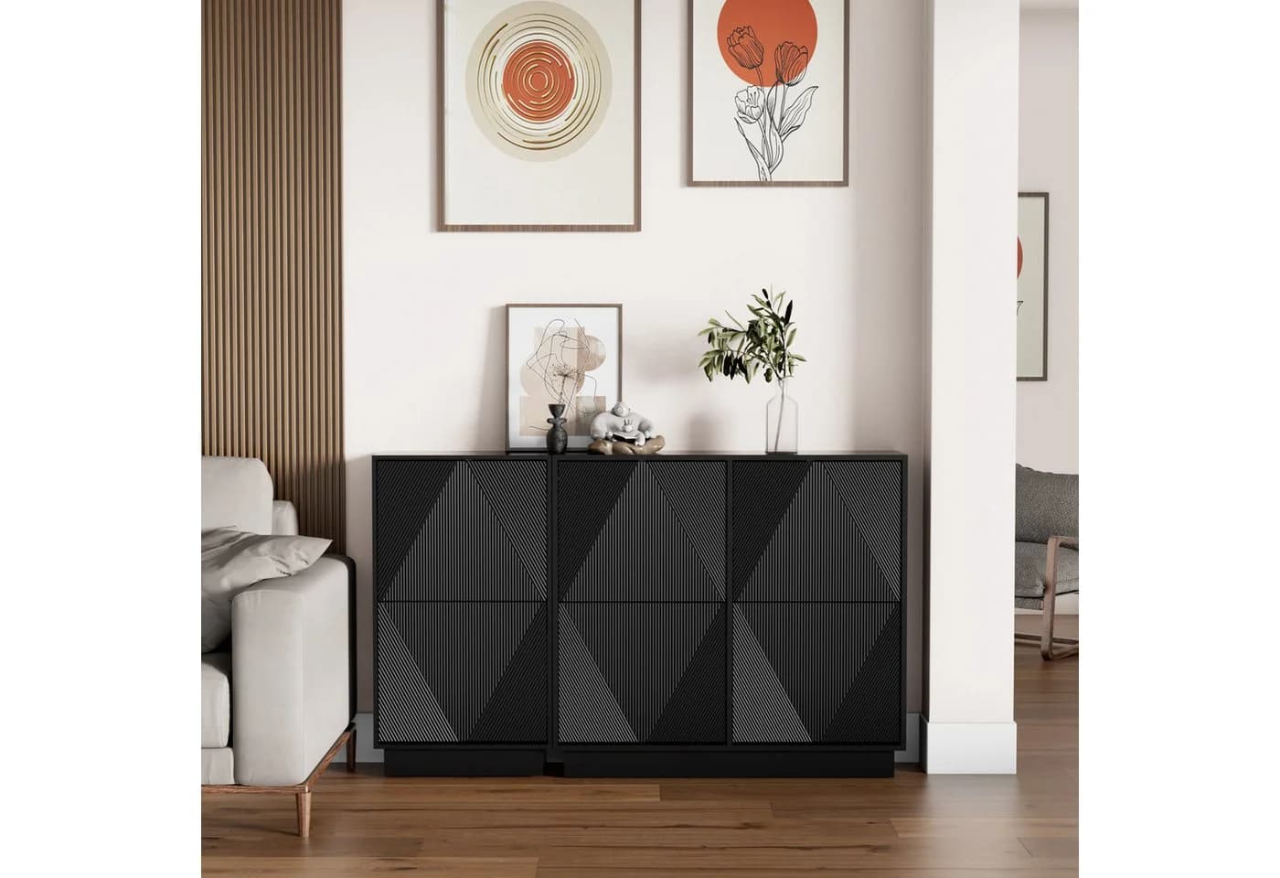 UEV Schuhschrank mit 4 Klappen Moka/Grün - Bild 3