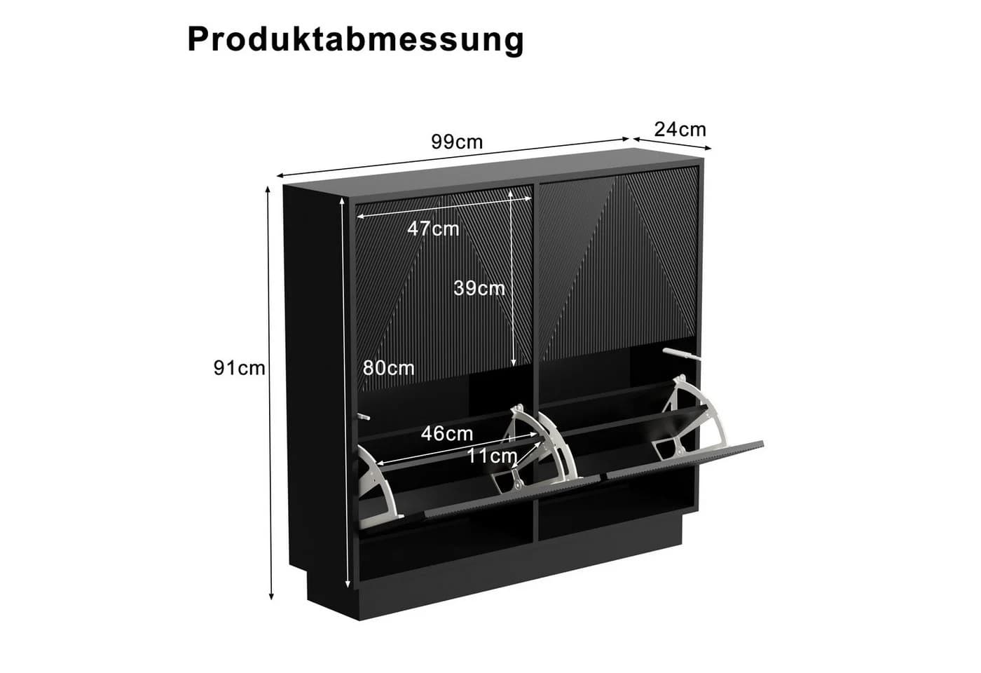 UEV Schuhschrank mit 4 Klappen Moka/Grün - Bild 5