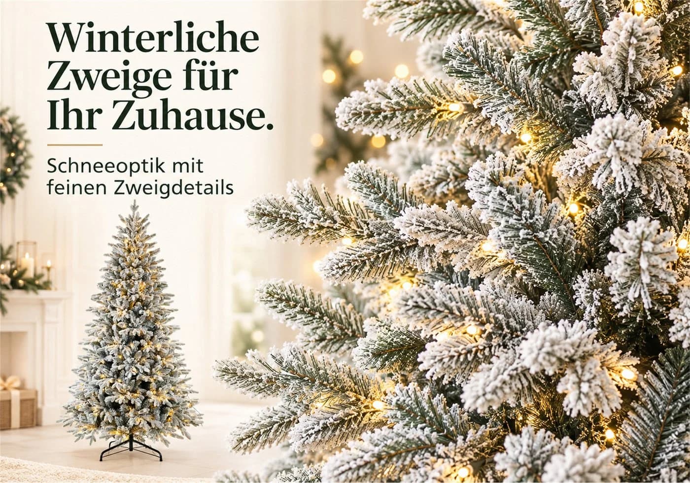 Vankel Künstlicher Weihnachtsbaum mit LED-Beleuchtung und Schneeoptik