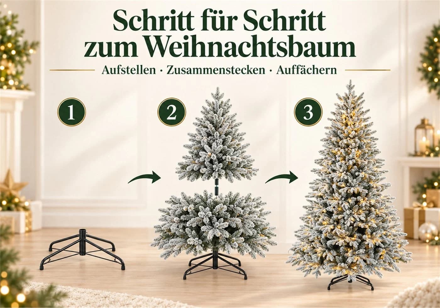 Vankel Künstlicher Weihnachtsbaum mit LED-Beleuchtung und Schneeoptik - Bild 5