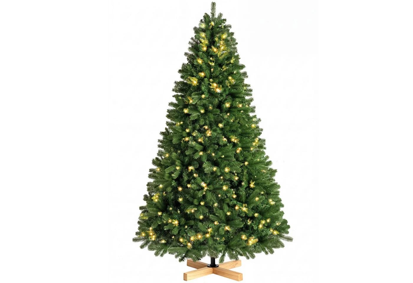 WHEELYOU Weihnachtsbaum 210 cm mit LED-Beleuchtung und Holzständer - Bild 2