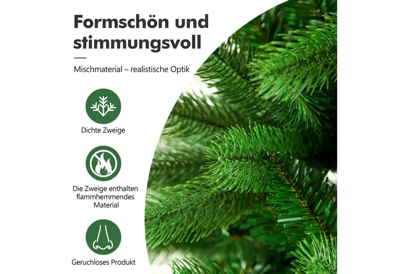 WHEELYOU Weihnachtsbaum 210 cm mit LED-Beleuchtung und Holzständer - Bild 5