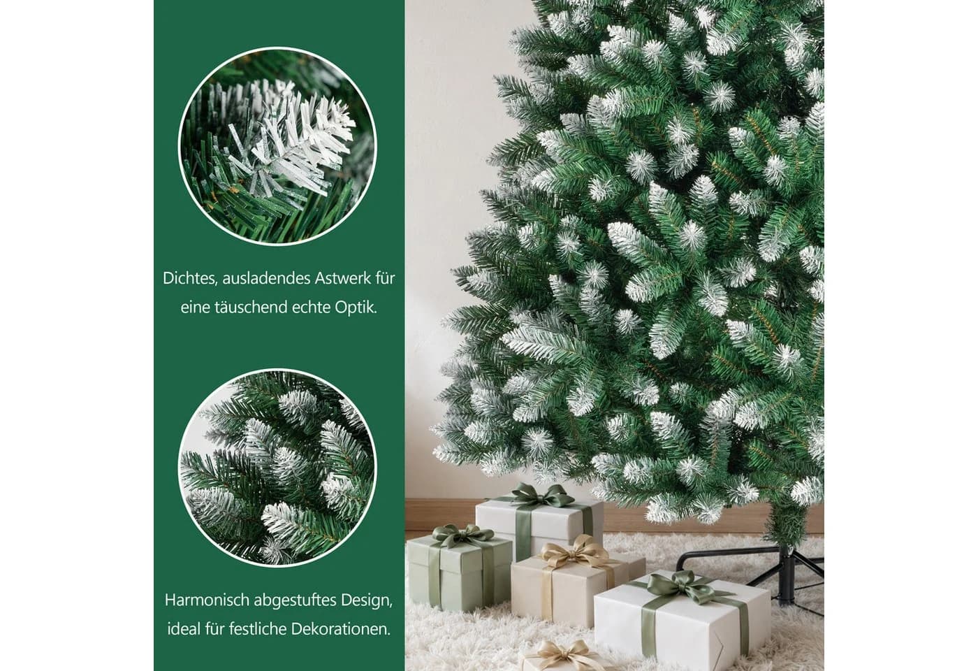 WHEELYOU Künstlicher Weihnachtsbaum 120 cm mit Schneespitzen und Lichterkette - Bild 4