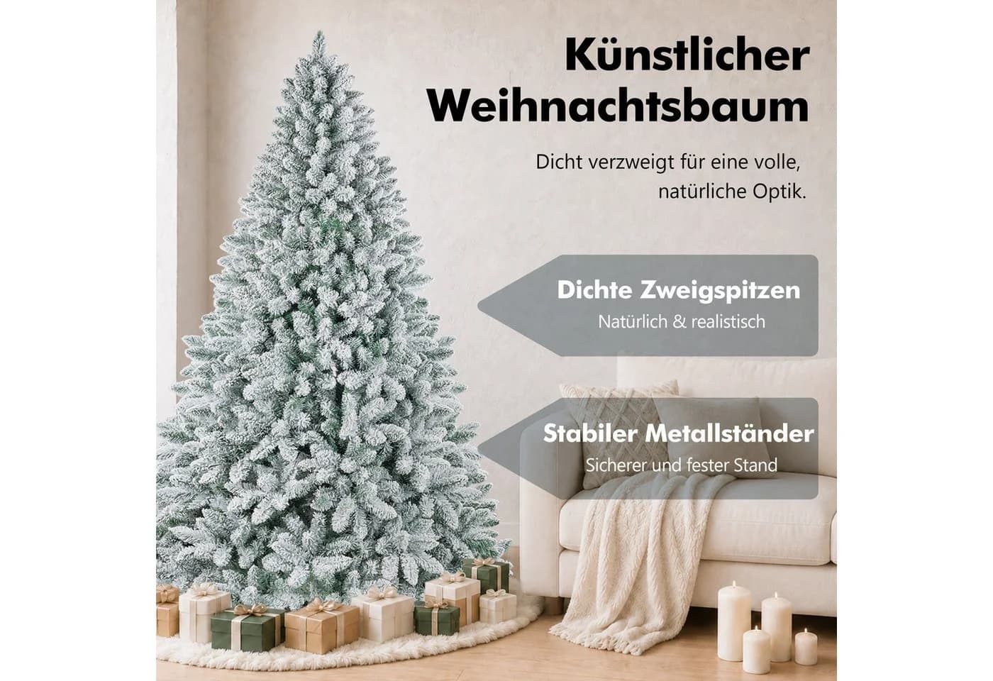 WHEELYOU Künstlicher Weihnachtsbaum 210 cm Dicht Beflockt Mit Lichterkette - Bild 4
