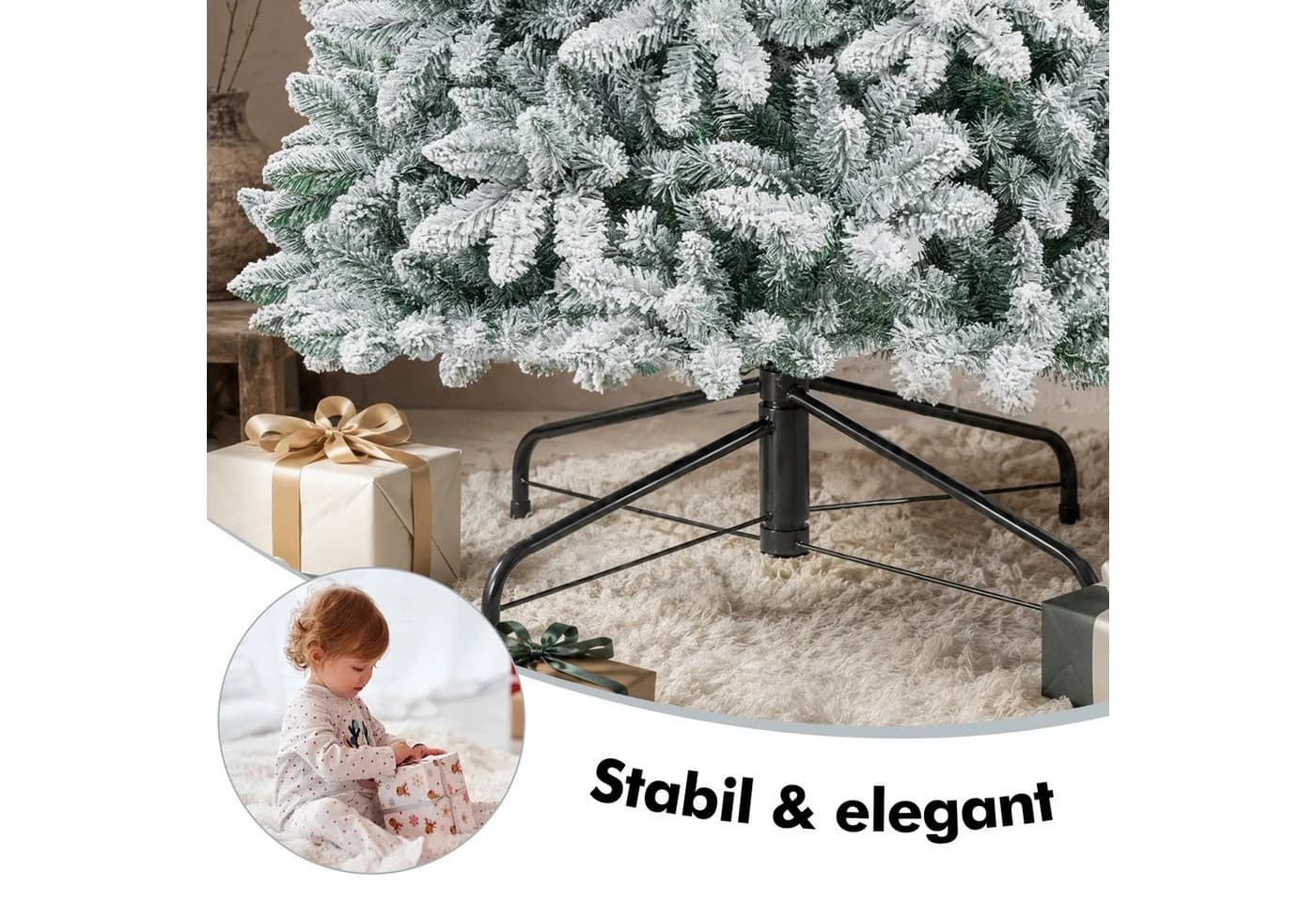 WHEELYOU Künstlicher Weihnachtsbaum 210 cm Dicht Beflockt Mit Lichterkette - Bild 5