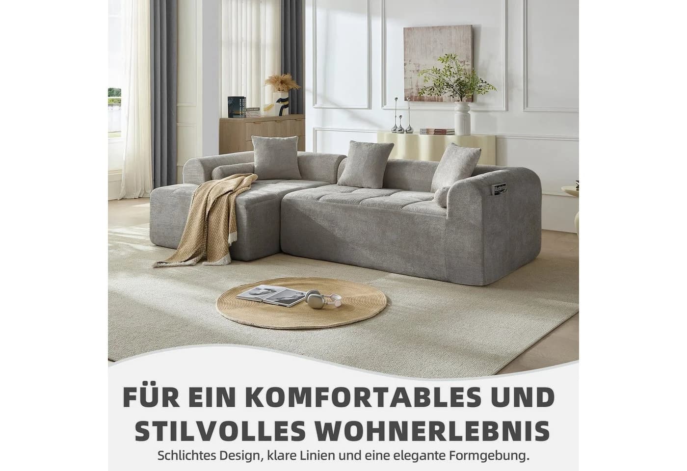 Sinaopus Ecksofa Grau Chenille Modernes Modulares Sofa - Bild 4