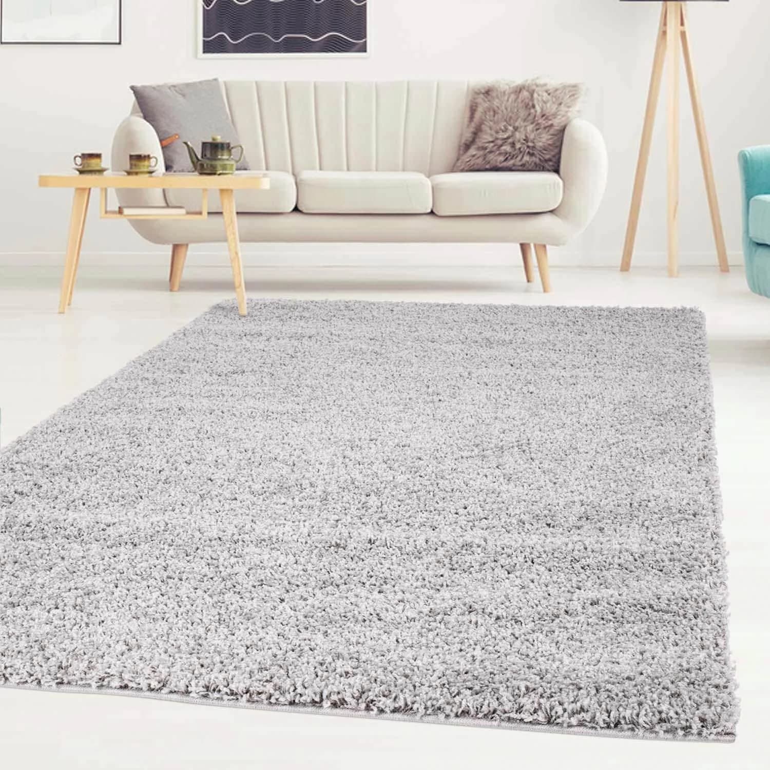 Carpet City Shaggi uni 500 Hochflor-Teppich Grau