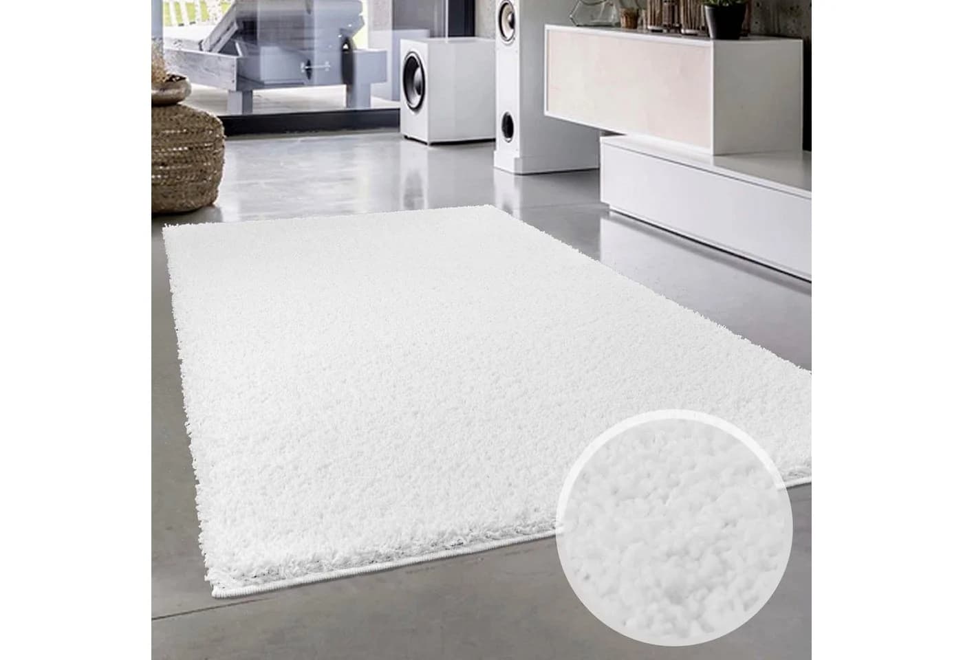 Carpet City Hochflor-Teppich Shaggi uni 500 Weiß 60x110cm - Bild 2