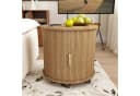 KLAM HOME Nachttisch Zylindrisch Mid-Century mit USB-Anschluss und Schiebetür Bild 2