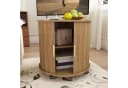 KLAM HOME Nachttisch Zylindrisch Mid-Century mit USB-Anschluss und Schiebetür Bild 4