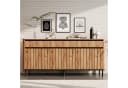 KLAM HOME Sideboard Eichenoptik mit 3 Schubladen und Lamellentüren Bild 2
