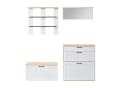 KLAM HOME Modulares Garderoben-Set Weiß-Holz mit Spiegel und Schuhbank Bild 1