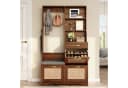 KLAM HOME Garderobe Nussbaum mit Sitzbank & Rattan-Front Bild 2