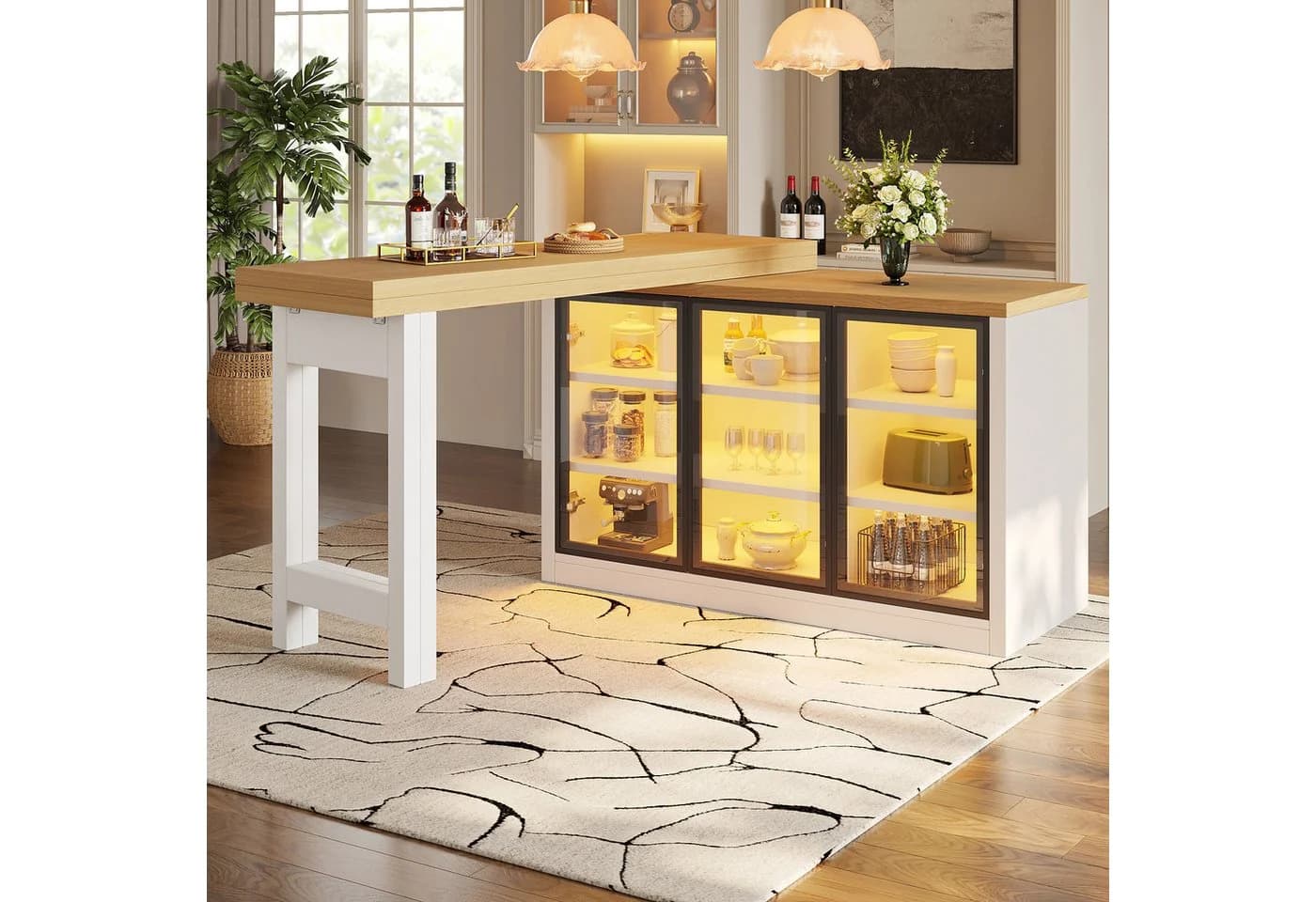 KLAM HOME Kücheninsel Weiß Schwarz 360° drehbar ausziehbar - Bild 5