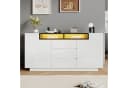 KLAM HOME Sideboard Hochglanz Weiß-Schwarz mit LED-Beleuchtung Bild 2