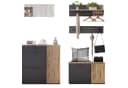 KLAM HOME Garderoben-Set 5-tlg. mit Schuhbank & Spiegel Naturholz/Schwarz Bild 1