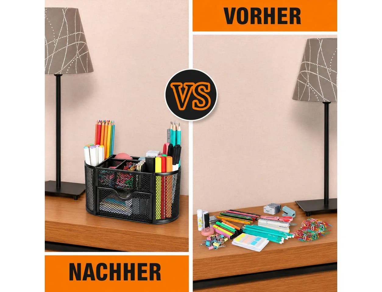 AIMAX Schreibtisch Organizer Metall Schwarz 8 Fächer Schublade - Bild 3