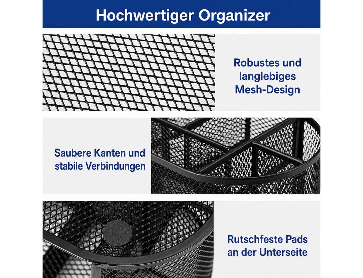 AIMAX Schreibtisch Organizer Metall Schwarz 8 Fächer Schublade - Bild 4