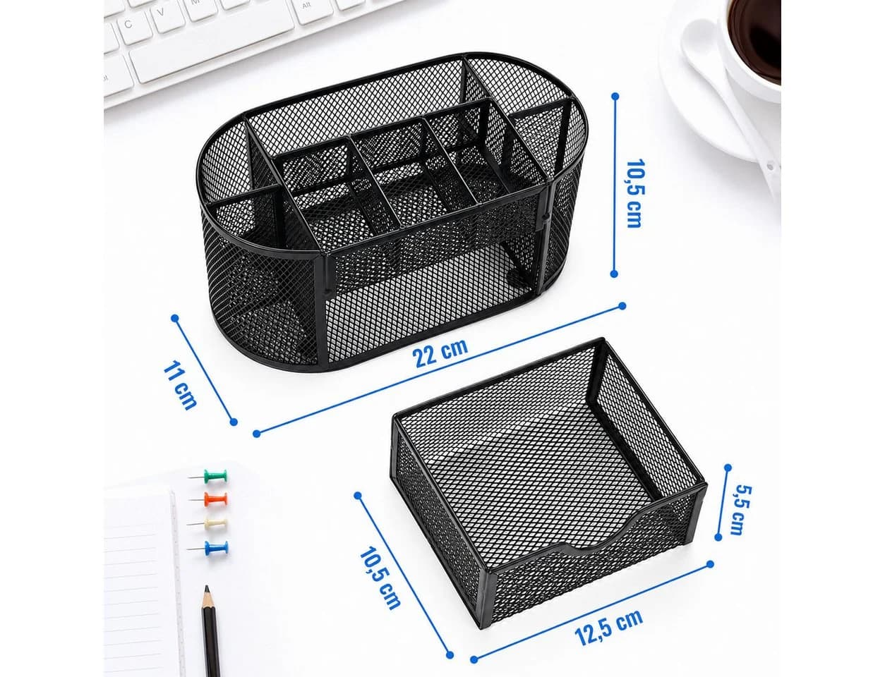 AIMAX Schreibtisch Organizer Metall Schwarz 8 Fächer Schublade - Bild 5