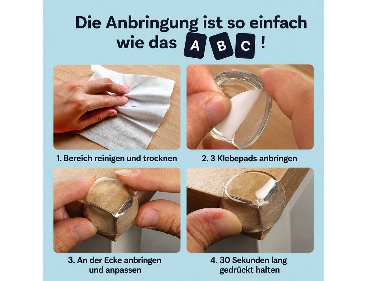 AIMAX Kindersicherung Eckenschutz 24 Stück transparent selbstklebend - Bild 4