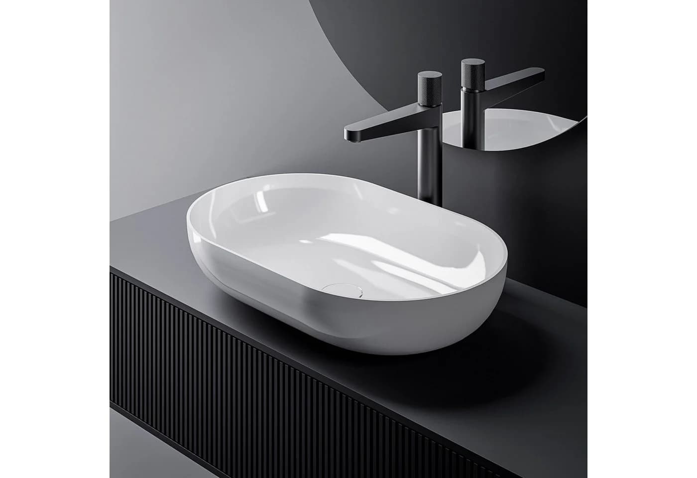 Bernstein Aufsatzwaschbecken O-540 54cm Weiß hochglanz - Bild 2