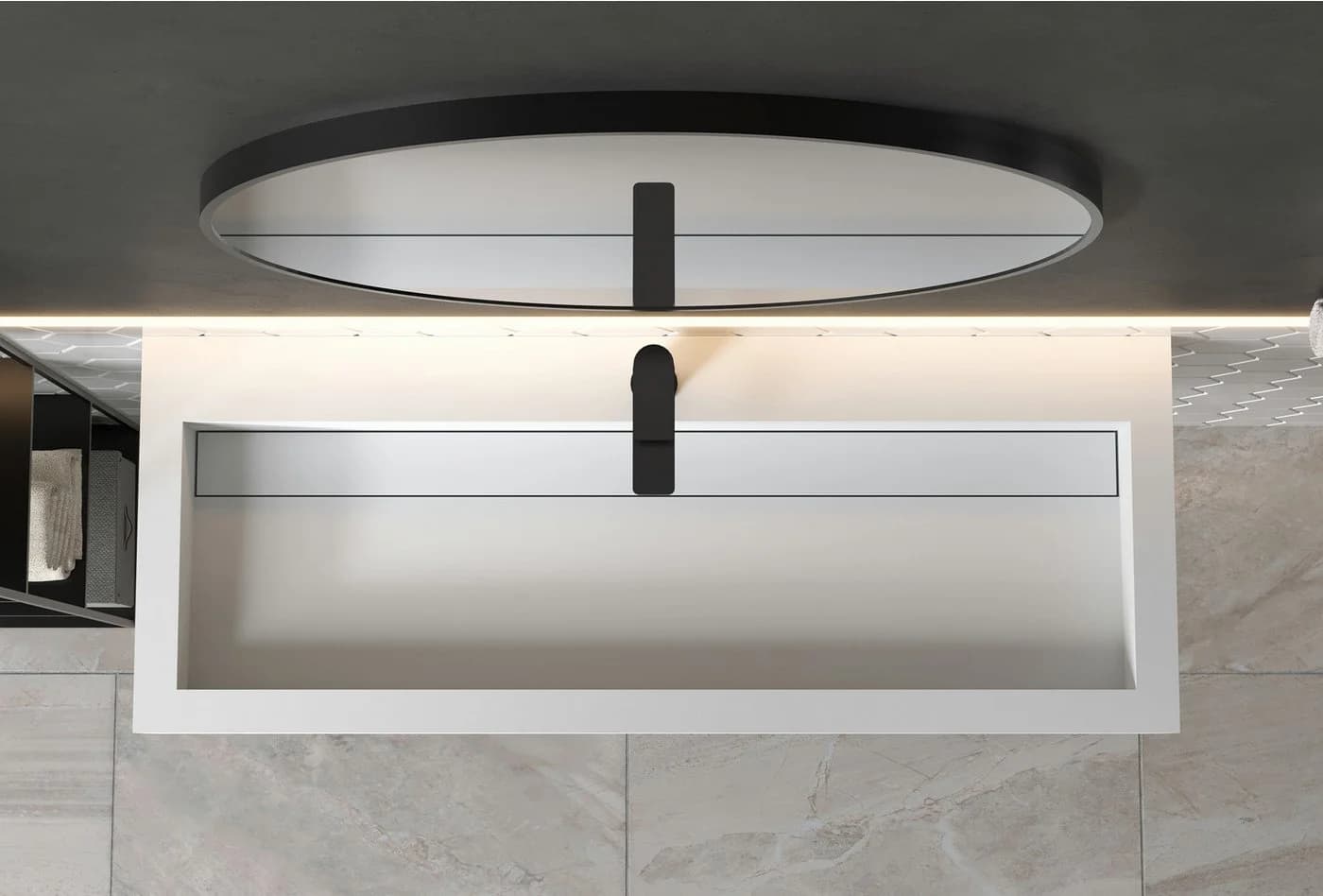 Bernstein Waschbecken PB2079 aus Mineralguss 120 x 46 x 13 cm Weiß matt - Bild 4