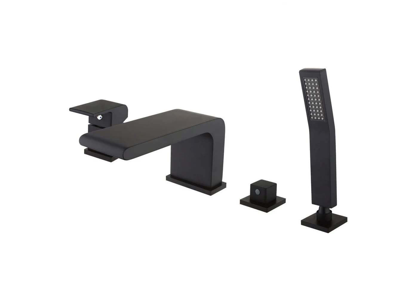 Bernstein Wannenarmatur 6080B Schwarz 4-Loch Wannenrandarmatur Wasserfall inkl. Handbrause - Bild 2