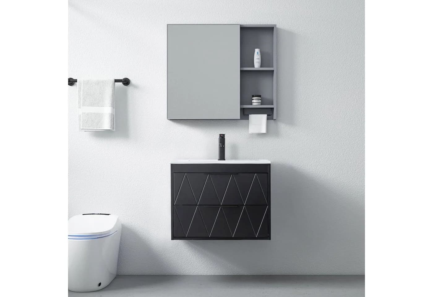 UEV Waschbeckenunterschrank 60cm/75cm/90cm Hängend Soft-close Badmöbel Set