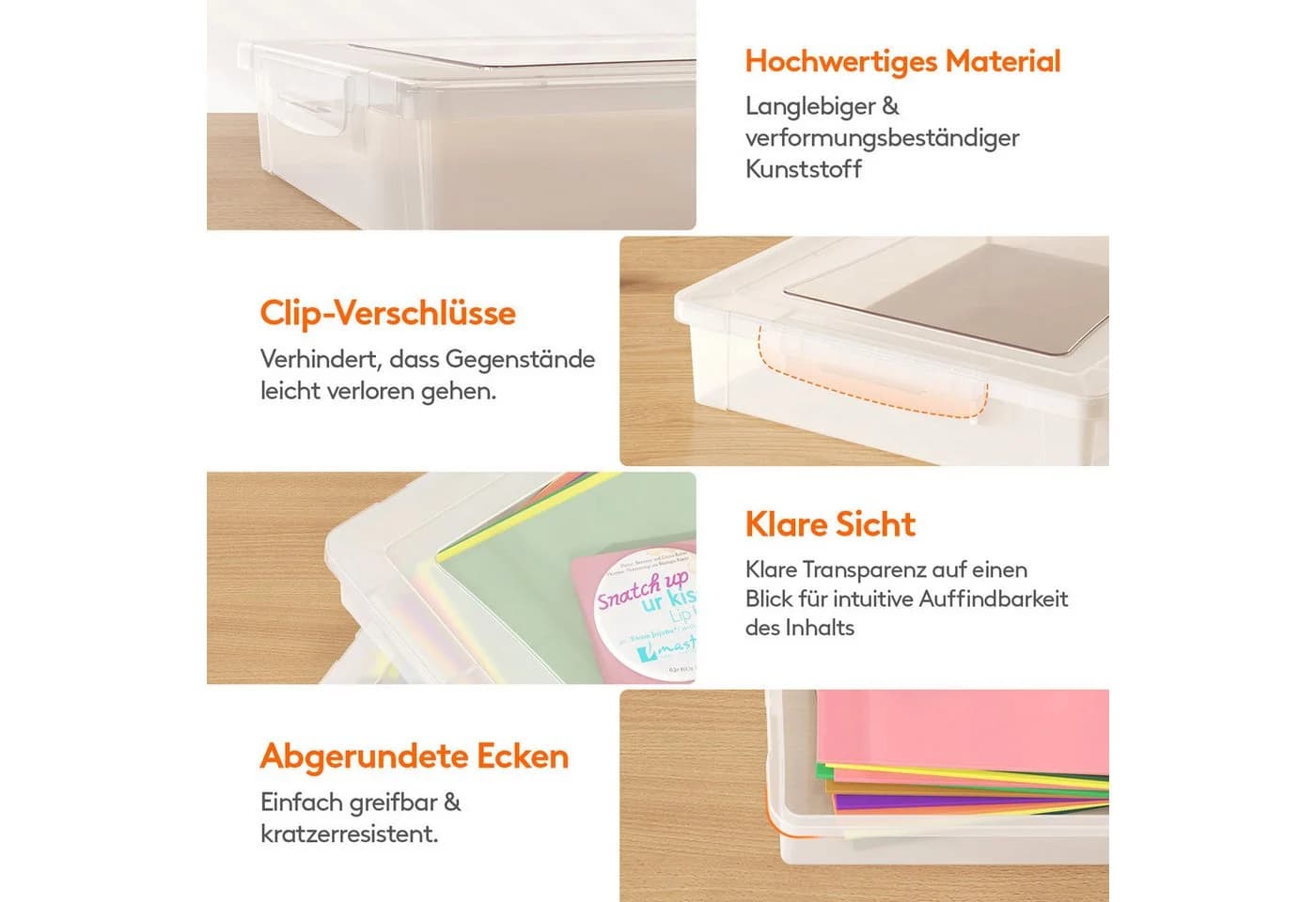 Lifewit Aufbewahrungsbox Mehrzweck Kunststoff mit verriegelbaren Deckeln (4 St) - Bild 3
