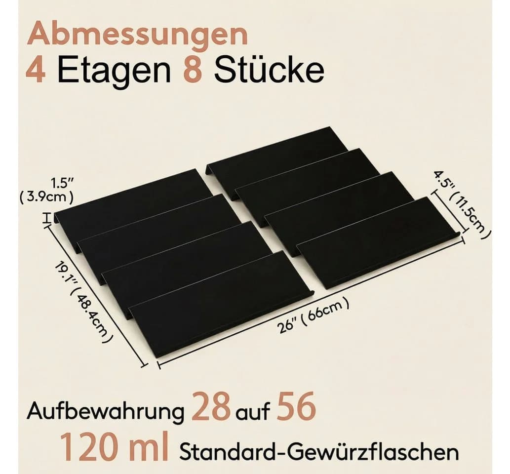 Lifewit Gewürzregal Schwarz 4-stöckig verstellbar