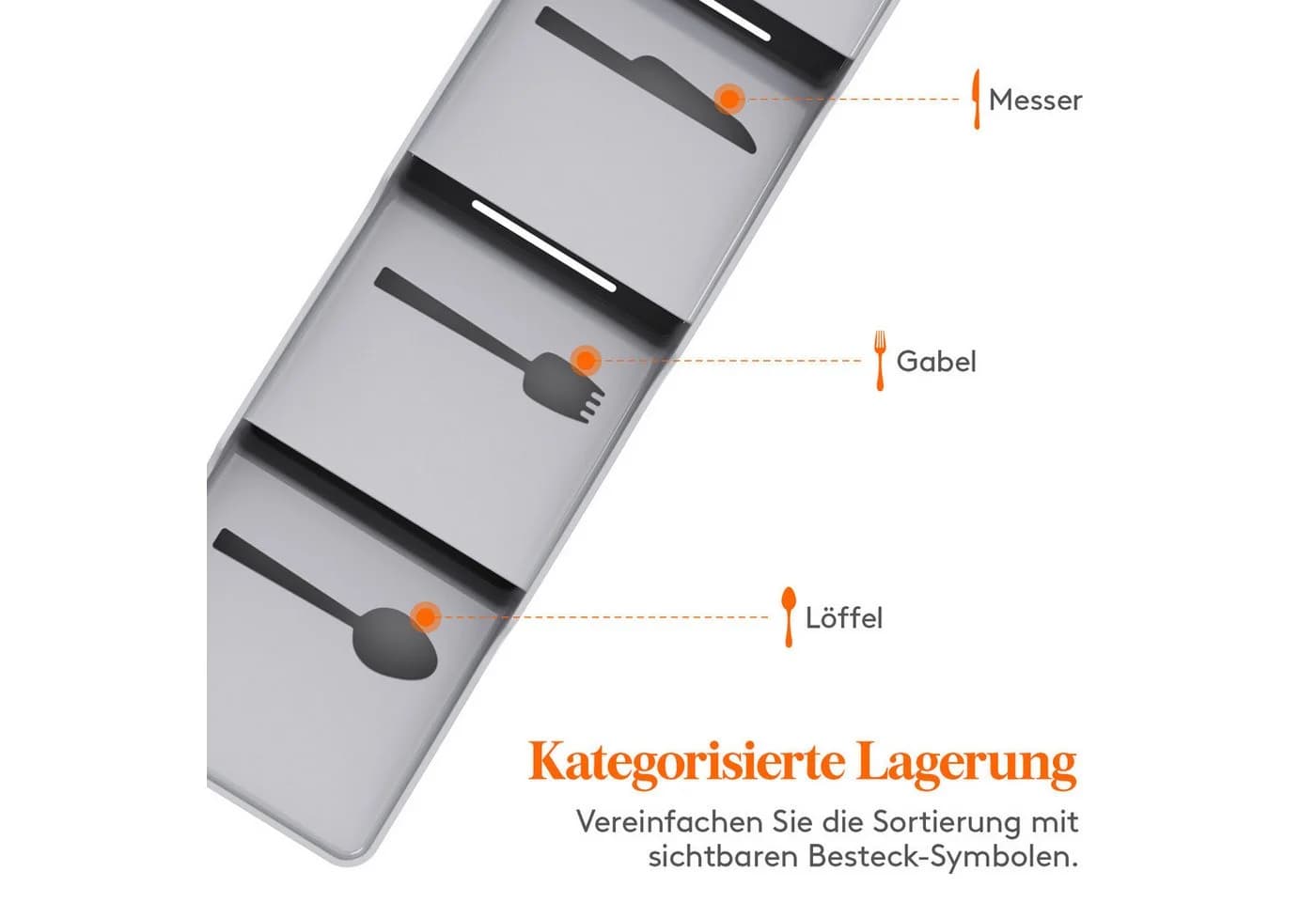 Lifewit Besteckeinsatz 4 Fächer Besteckkasten klein - Bild 3