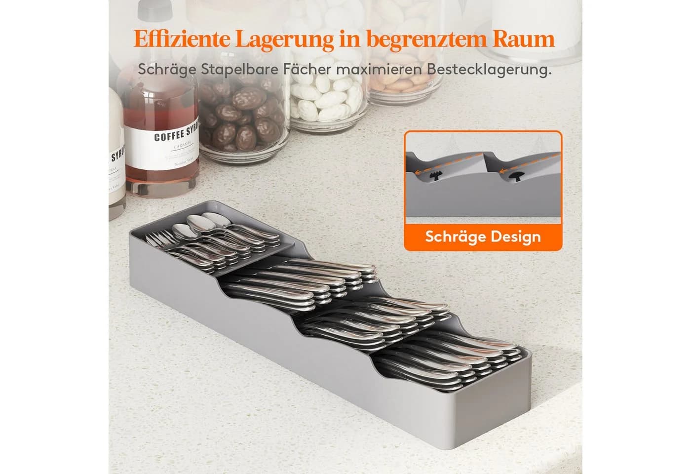 Lifewit Besteckeinsatz 4 Fächer Besteckkasten klein - Bild 5