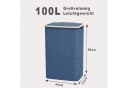 kowdom Wäschekorb 100L Schmal Marineblau Bambusdeckel Bild 1