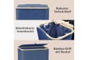 kowdom Wäschekorb 100L Schmal Marineblau Bambusdeckel Bild 5