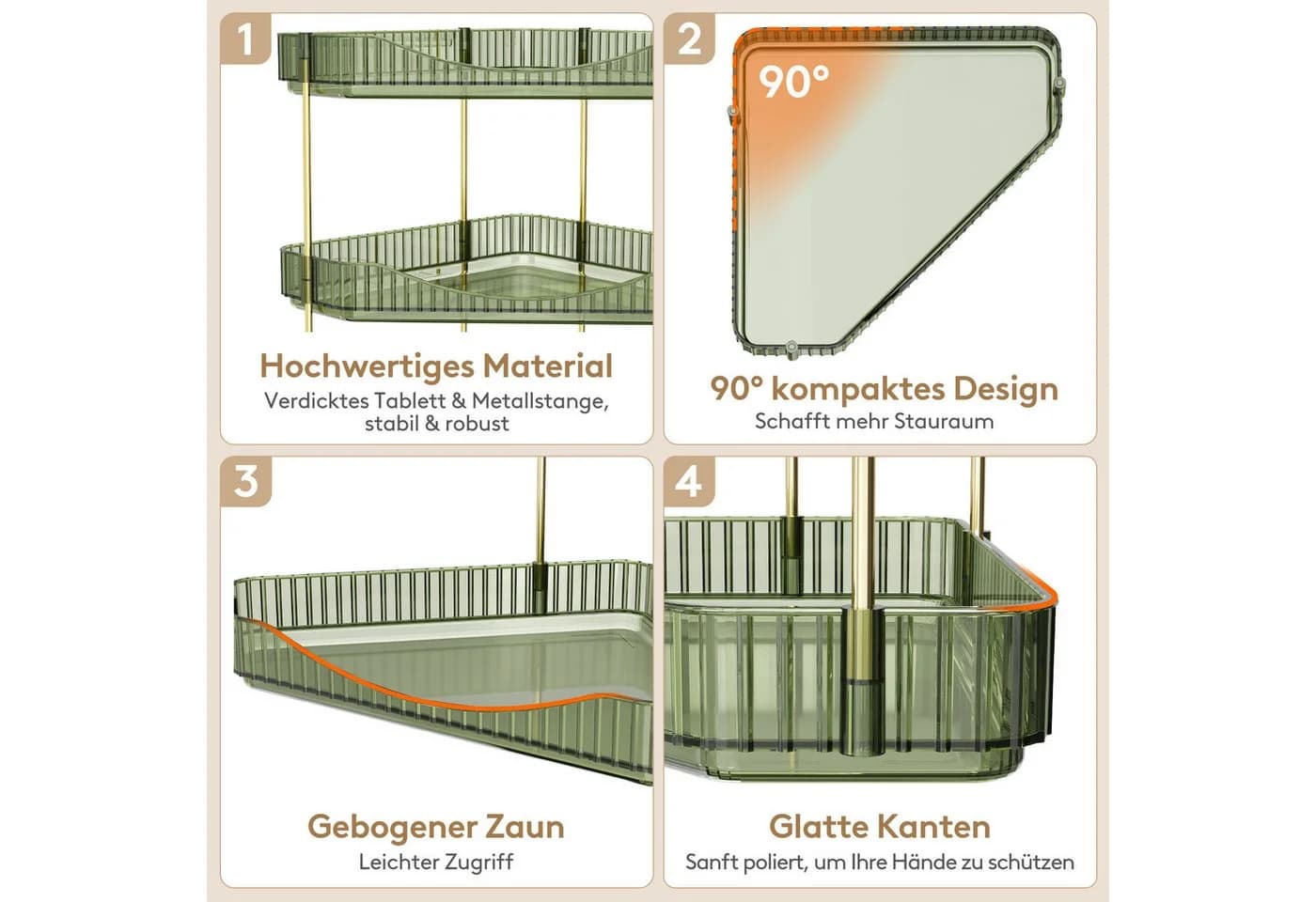 Lifewit Badaccessoire-Set Make Up Organizer Grün - Bild 3