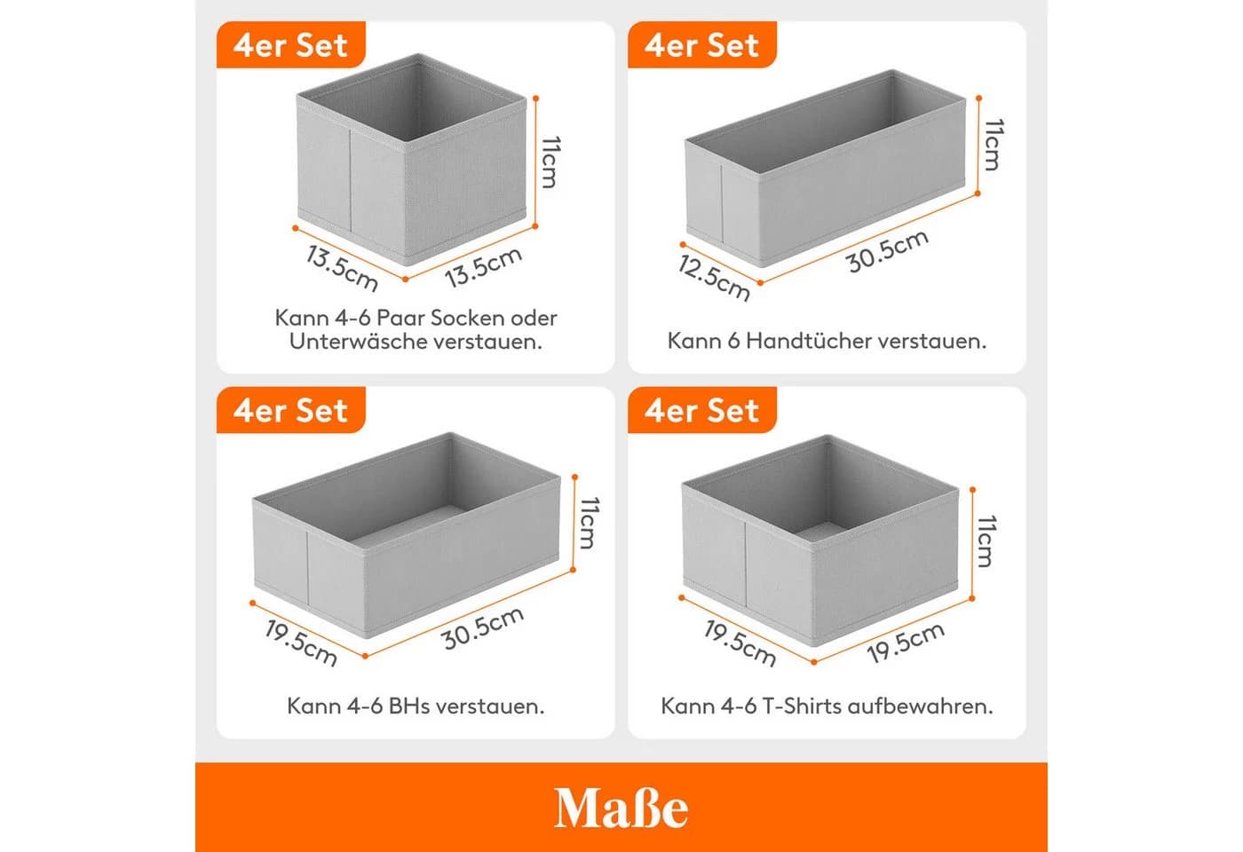 Lifewit Aufbewahrungsdose Schubladen Organizer Grau 16 St