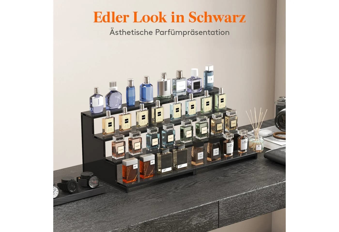 Lifewit Vierstufiges Parfüm Regal Schwarz Kunststoff - Bild 4