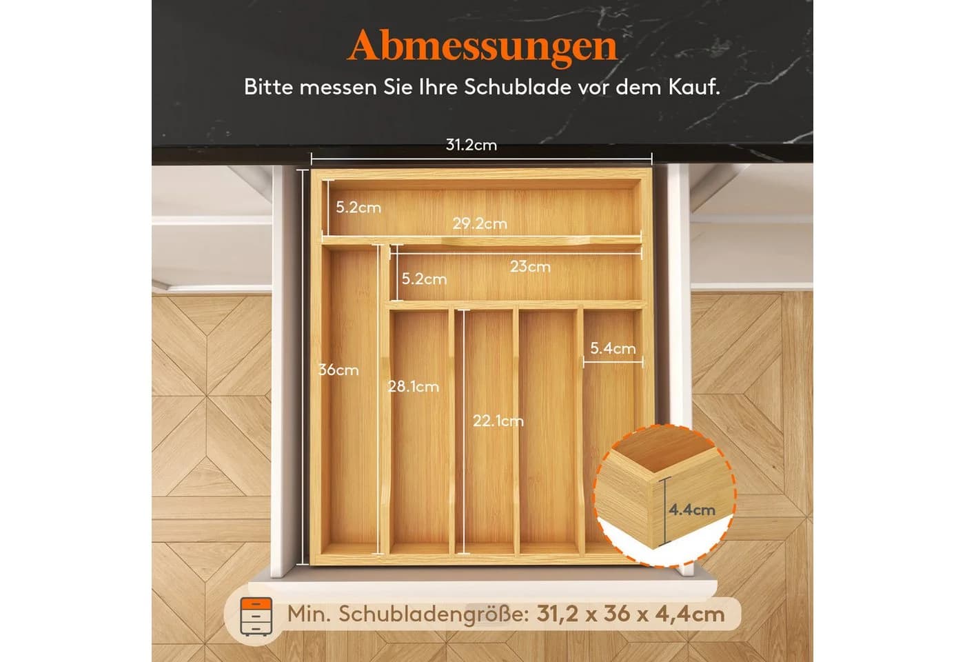 Lifewit Besteckeinsatz für Schublade - Besteckaufbewahrung